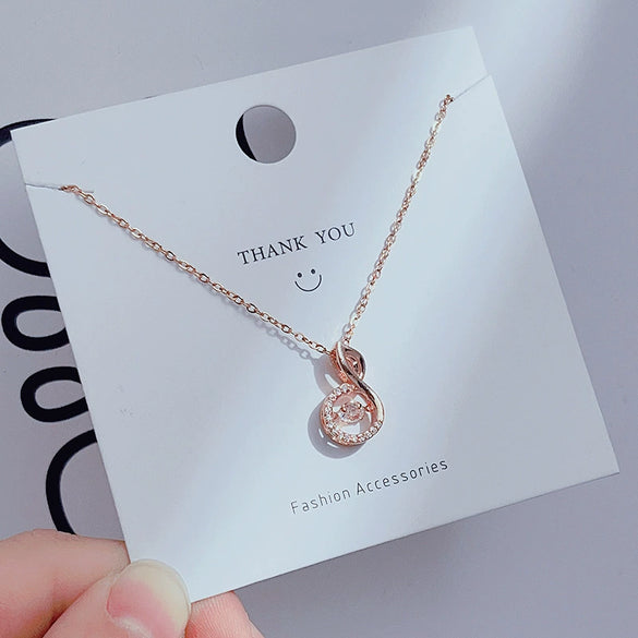 Wholesale Women's Titanium Steel Clavicle Chain Necklace With Copper Pendant Micropaved Crown Heart Shape Flower Insect Leaves Geometric Animal Zodiac Letters Numbers Text Design
