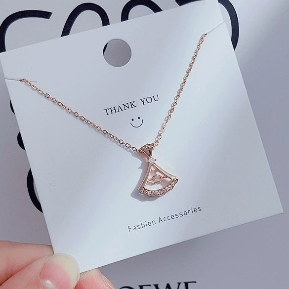 Wholesale Women's Titanium Steel Clavicle Chain Necklace With Copper Pendant Micropaved Crown Heart Shape Flower Insect Leaves Geometric Animal Zodiac Letters Numbers Text Design