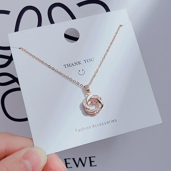 Wholesale Women's Titanium Steel Clavicle Chain Necklace With Copper Pendant Micropaved Crown Heart Shape Flower Insect Leaves Geometric Animal Zodiac Letters Numbers Text Design