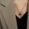 Wholesale Women's Titanium Steel Clavicle Chain Necklace With White Bead Twist Chain And Geometric Design Electroplated