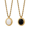 Wholesale Women's Titanium Steel Clavicle Chain Necklace With White Bead Twist Chain And Geometric Design Electroplated