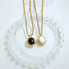 Wholesale Women's Titanium Steel Clavicle Chain Necklace With White Bead Twist Chain And Geometric Design Electroplated