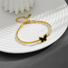 Wholesale Women's Titanium Steel Clavicle Chain With Heart Four Leaf Clover Butterfly Patterns Electroplated