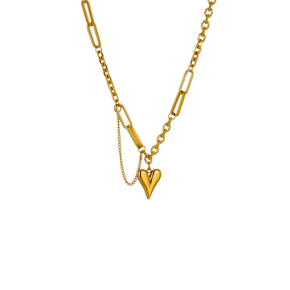 Wholesale Women's Titanium Steel Clavicle Chain With Heart Shape Pendant And Electroplating Treatment