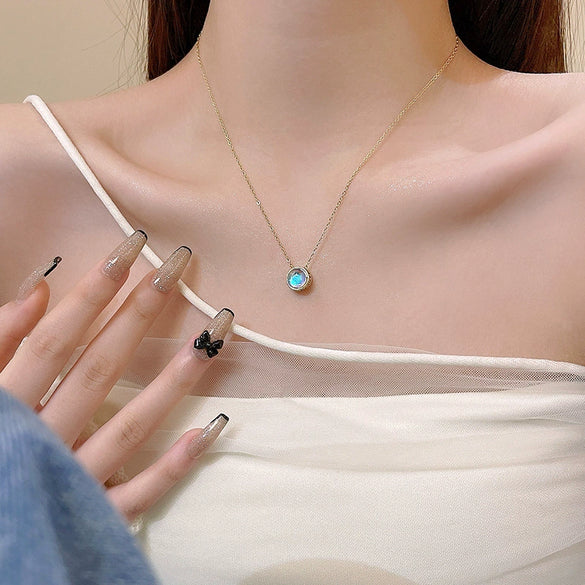 Wholesale Women's Titanium Steel Clavicle Chain With Mixed Gem Inlay Heart Bow Geometric Animal Zodiac Patterns Electroplating Design