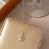 Wholesale Women's Titanium Steel Cross O Word Chain Necklace Copper Microinlay Real Gold Electroplated Geometric Style