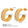 Wholesale Women's 316L Stainless Steel Cshaped Zircon Geometric Electroplated Earrings