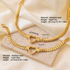 Wholesale Women's Titanium Steel Cuban Chain Heart Cut Out Jewelry Set With Love Drop Bell Pattern