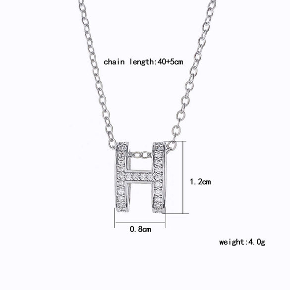 Wholesale Women's Titanium Steel Diamond Mixed Gem Inlay Necklace With Letters Numbers Text Pattern