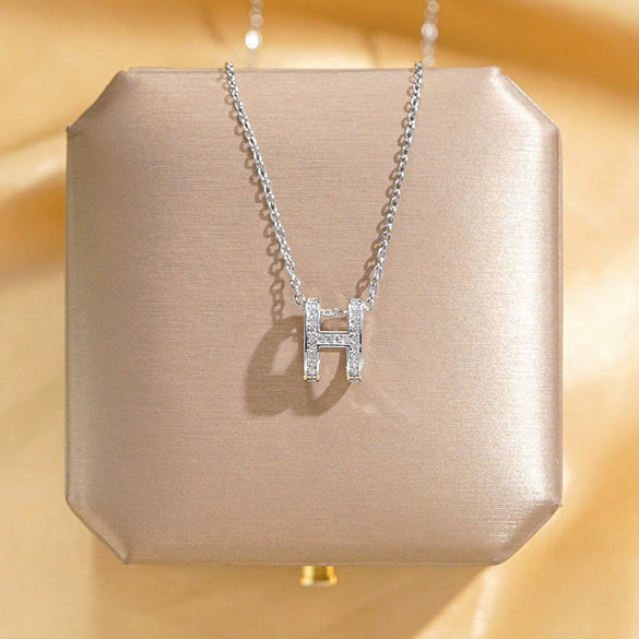 Wholesale Women's Titanium Steel Diamond Mixed Gem Inlay Necklace With Letters Numbers Text Pattern