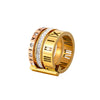 Wholesale Women's Titanium Steel Diamond Ring With Geometric Pattern And Roman Numerals Retro Exaggerated Style