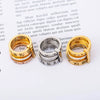 Wholesale Women's Titanium Steel Diamond Ring With Geometric Pattern And Roman Numerals Retro Exaggerated Style