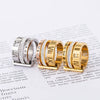 Wholesale Women's Titanium Steel Diamond Ring With Geometric Pattern And Roman Numerals Retro Exaggerated Style