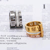 Wholesale Women's Titanium Steel Diamond Ring With Geometric Pattern And Roman Numerals Retro Exaggerated Style