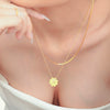 Wholesale Women's 316L Stainless Steel Double Clavicle Necklace With Zircon Fourleaf Flower Pendant Geometric Heart Letter Pattern Electroplated