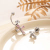 Wholesale Women's Titanium Steel Double Head Screw Ear Nail With Square Zircon And Cross Design Lovely Style