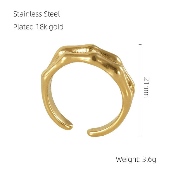 Wholesale Women's 316L Stainless Steel Double Layer Slub Open Ring With Animal Zodiac Pattern And Electroplating Treatment
