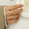 Wholesale Women's 316L Stainless Steel Double Ring With Geometric Design 18K Gold Plated Electroplated