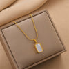 Wholesale Women's Titanium Steel Double Sided Pendant Necklace With Geometric Pattern And Mixed Gem Inlay Non Fading Simple And Fashionable