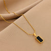 Wholesale Women's Titanium Steel Double Sided Pendant Necklace With Geometric Pattern And Mixed Gem Inlay Non Fading Simple And Fashionable