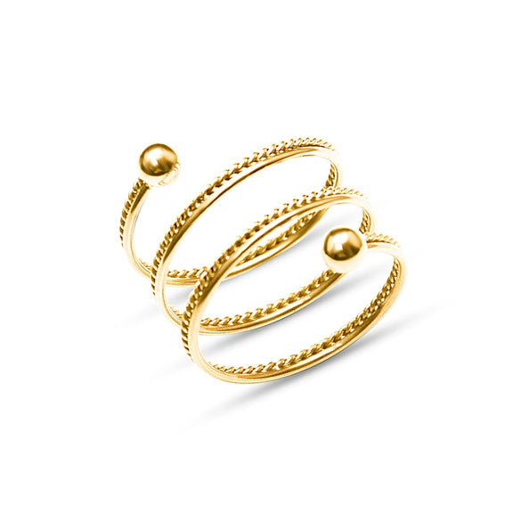 Wholesale Women's Titanium Steel Doublelayer Spring Twist Steel Ball Ring Geometric Style Electroplated Jewelry