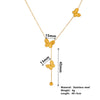 Wholesale Women's Titanium Steel Doublesided Butterfly Flower Ball Tassel Necklace With Geometric Pattern And Electroplating Treatment