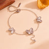Wholesale Women's Titanium Steel Doublesided Butterfly Flower Ball Tassel Necklace With Geometric Pattern And Electroplating Treatment