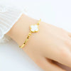 Wholesale Women's Titanium Steel Doublesided Clover Flower Charm Bracelet With Electroplating