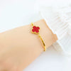 Wholesale Women's Titanium Steel Doublesided Clover Flower Charm Bracelet With Electroplating