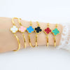 Wholesale Women's Titanium Steel Doublesided Clover Flower Charm Bracelet With Electroplating
