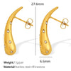 Wholesale Women's 316L Stainless Steel Drop Earrings Fashion Style 18K Gold Plated And Diamondencrusted