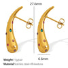Wholesale Women's 316L Stainless Steel Drop Earrings Fashion Style 18K Gold Plated And Diamondencrusted