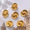 Wholesale Women's Titanium Steel Drop Texture Spiral Asymmetric Color Retaining Earrings With Electroplating