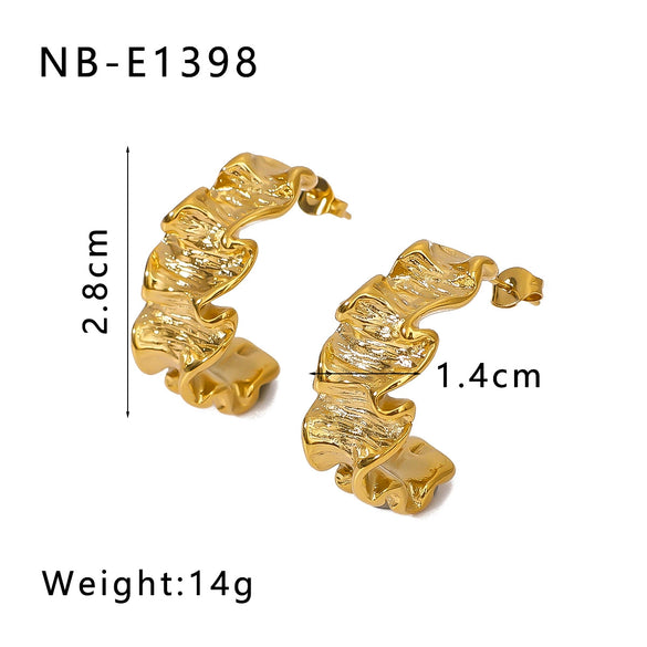 Wholesale Women's Titanium Steel Earrings Gold Plated Retro Simple Geometric Style With 18K Vacuum Plating In Furnace