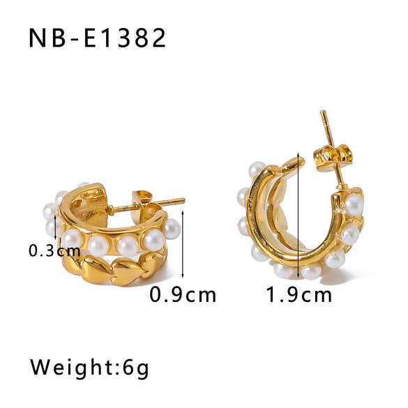 Wholesale Women's Titanium Steel Earrings Gold Plated Retro Simple Geometric Style With 18K Vacuum Plating In Furnace