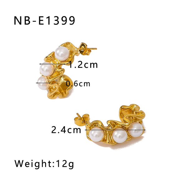 Wholesale Women's Titanium Steel Earrings Gold Plated Retro Simple Geometric Style With 18K Vacuum Plating In Furnace