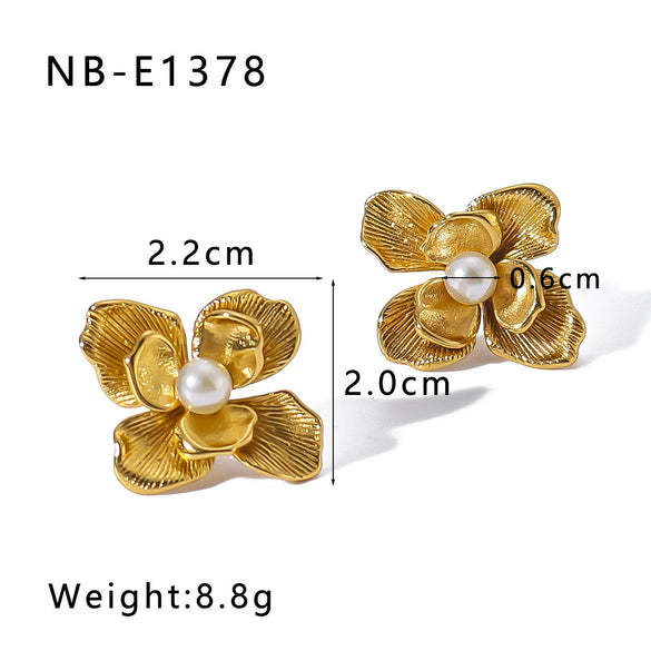 Wholesale Women's Titanium Steel Earrings Gold Plated Retro Simple Geometric Style With 18K Vacuum Plating In Furnace