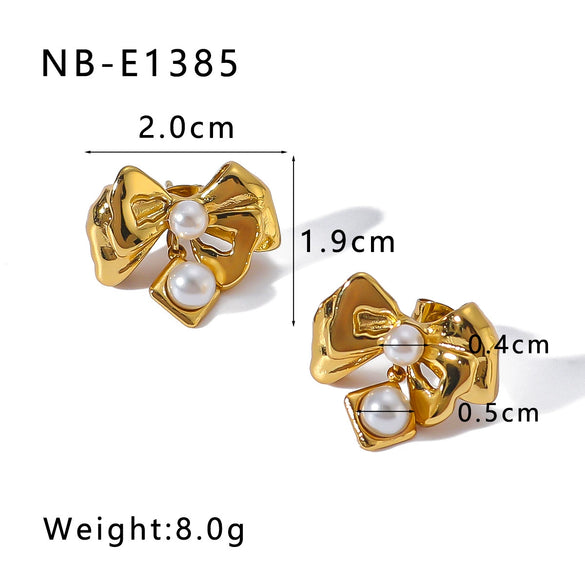 Wholesale Women's Titanium Steel Earrings Gold Plated Retro Simple Geometric Style With 18K Vacuum Plating In Furnace