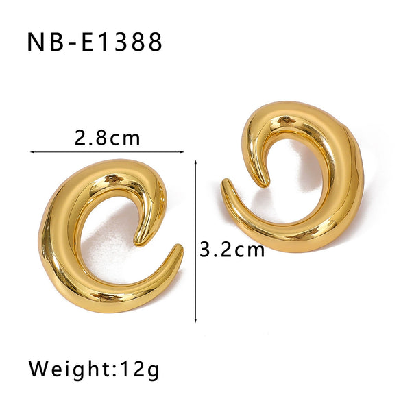 Wholesale Women's Titanium Steel Earrings Gold Plated Retro Simple Geometric Style With 18K Vacuum Plating In Furnace