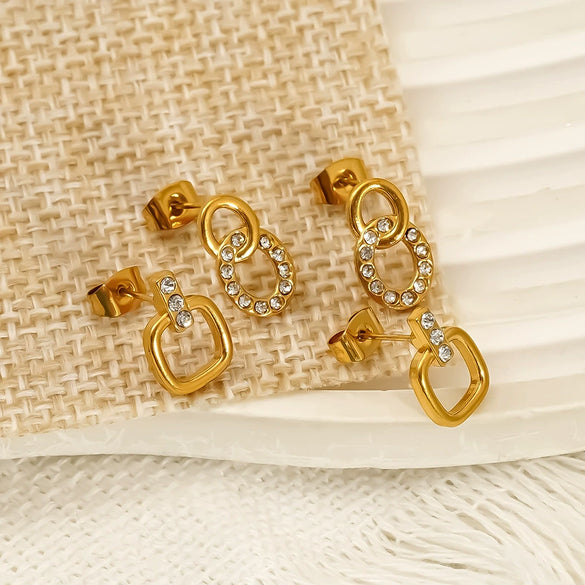 Wholesale Women's Titanium Steel Earrings Inlaid With Zirconia In Letter Number Text Shapes
