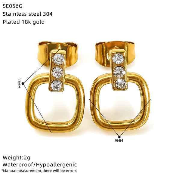 Wholesale Women's Titanium Steel Earrings Inlaid With Zirconia In Letter Number Text Shapes