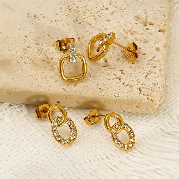 Wholesale Women's Titanium Steel Earrings Inlaid With Zirconia In Letter Number Text Shapes