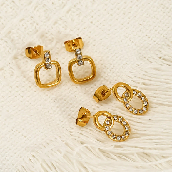 Wholesale Women's Titanium Steel Earrings Inlaid With Zirconia In Letter Number Text Shapes