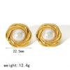 Wholesale Women's Titanium Steel Earrings With Amber Inlay Geometric And Flower Patterns Highend Sense