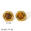 Wholesale Women's Titanium Steel Earrings With Amber Inlay Geometric And Flower Patterns Highend Sense