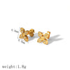 Wholesale Women's Titanium Steel Earrings With Diamondencrusted Zircon Fourleaf Clover Pattern And Electroplating Treatment