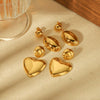 Wholesale Women's Titanium Steel Earrings With Heart And Geometric Patterns And Electroplating Treatment
