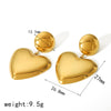 Wholesale Women's Titanium Steel Earrings With Heart And Geometric Patterns And Electroplating Treatment