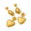 Wholesale Women's Titanium Steel Earrings With Heart And Geometric Patterns And Electroplating Treatment