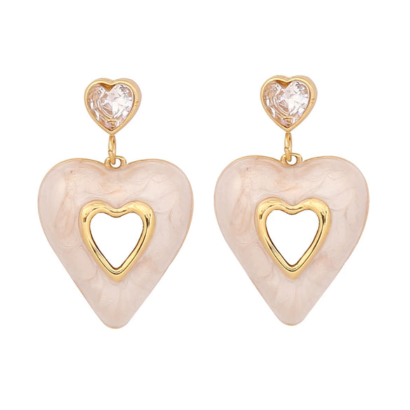 Wholesale Women's Titanium Steel Earrings With Heart Shape And Dripping Oil Design